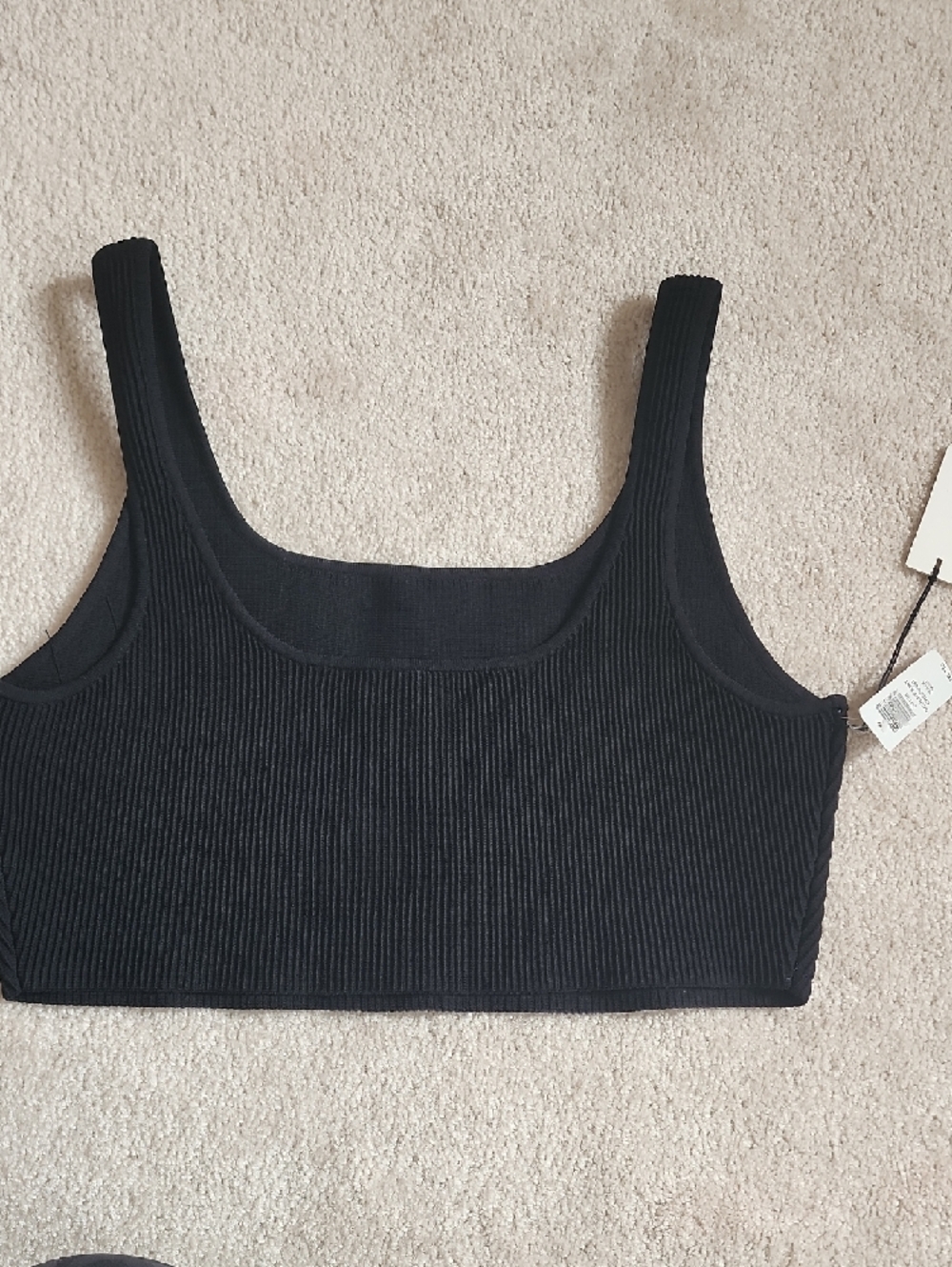 Babaton Black Ribbed Square-Neck Crop Top 2XL - Picture 5 of 9